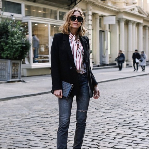 Anine Bing Mia silk blouse multi stripe NWT - Picture 5 of 6